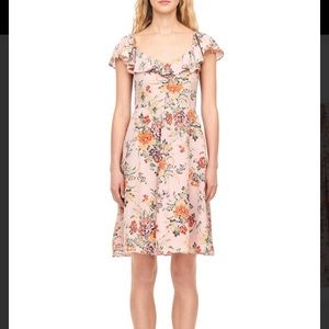 Rebecca Taylor Marlena Floral Silk Ruffle Dress